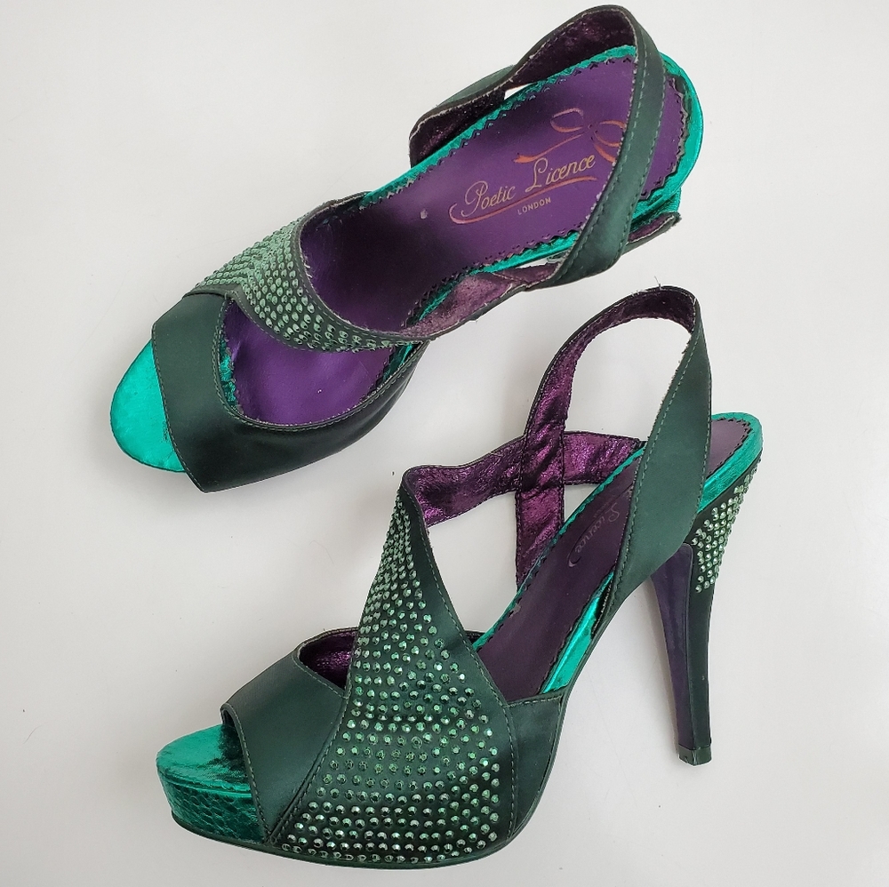 Poetic License Royal Occasion Green Heels sz 38.5